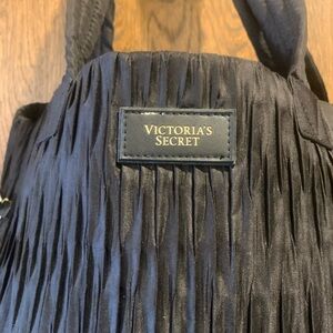 Victoria Secret black gathered roughed nylon  grand lux tote